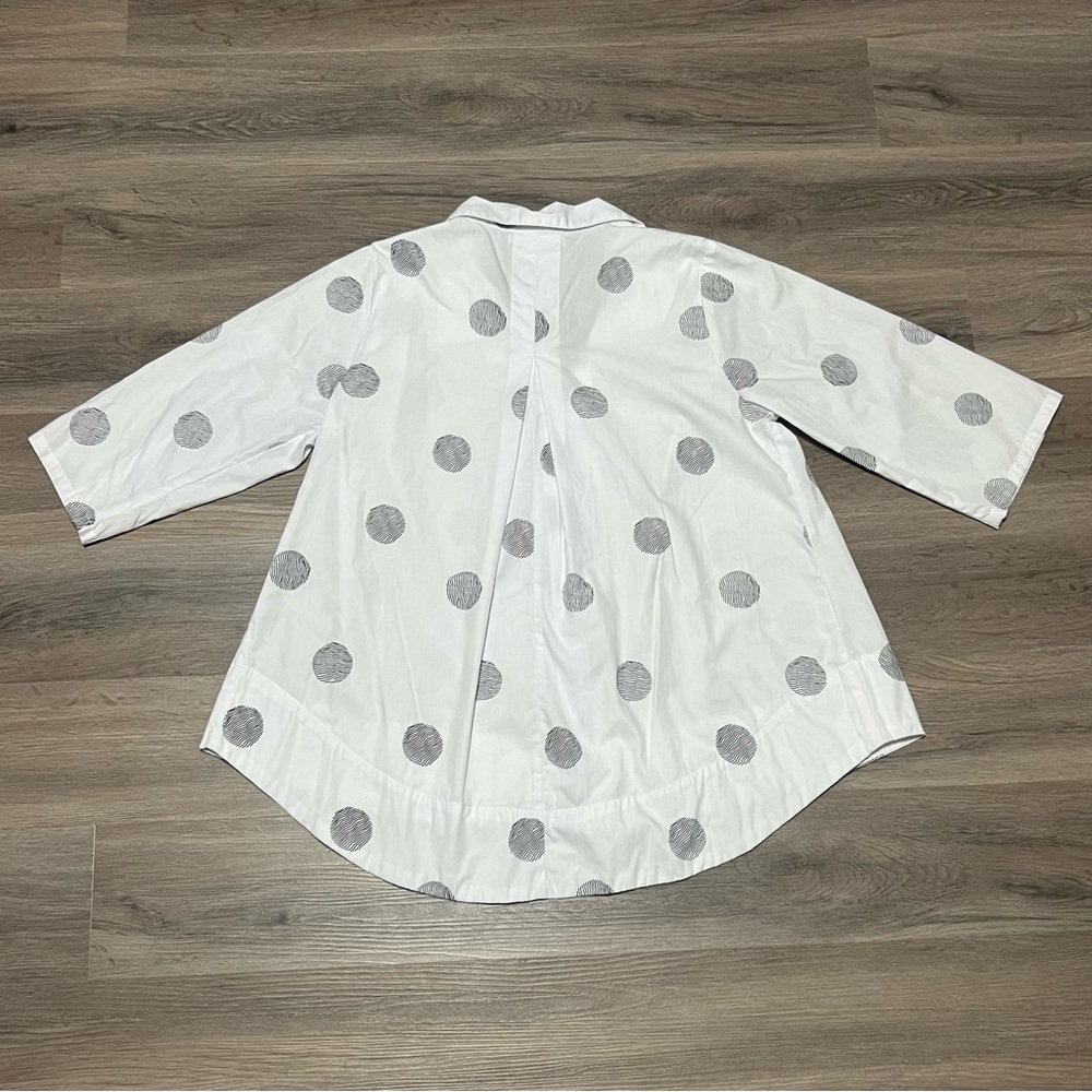 Snapdragon & Twig Small Tunic Top Button Up White Black Lagenlook Boxy Abstract - Picture 6 of 8